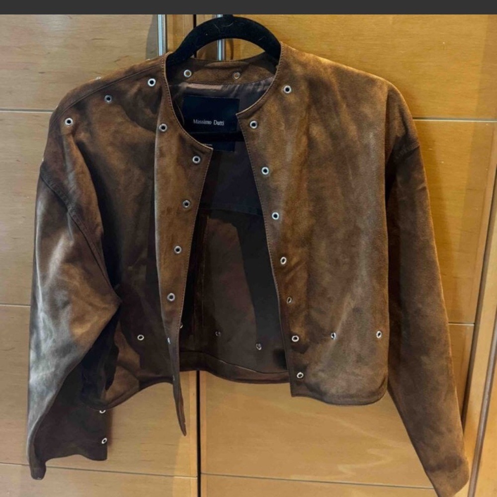 Massimo Dutti Brown Suede Leather Jacket